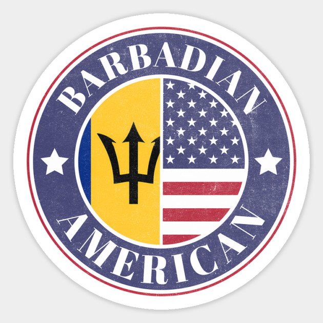 Proud Barbadian-American Badge - Barbados Flag Magnet by Yesteeyear