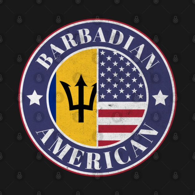 Proud Barbadian-American Badge - Barbados Flag by Yesteeyear