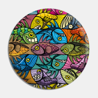 Fish Tessellation Ambigram Escher Style XXIV Pin