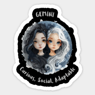 Gemini Cartoon Zodiac Sign Sticker