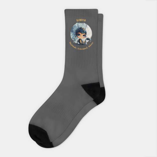 Scorpio Cartoon Zodiac Sign Socks by Vinokurio