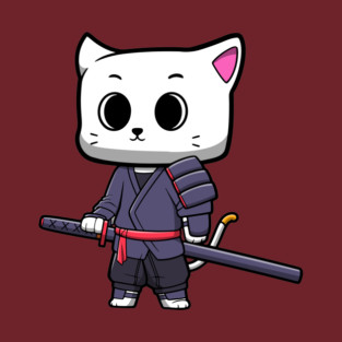 A cartoon cat holding a sword, ready for action T-Shirt