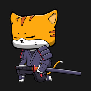 A cartoon cat holding a sword, ready for action T-Shirt
