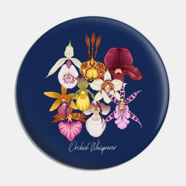 Vintage Orchid Whisperer Pin by HolidayBug