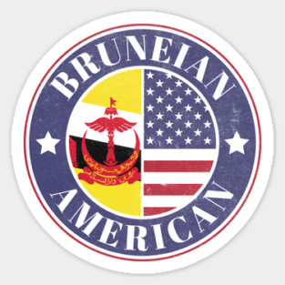 Proud Bruneian-American Badge - Brunei Flag Sticker