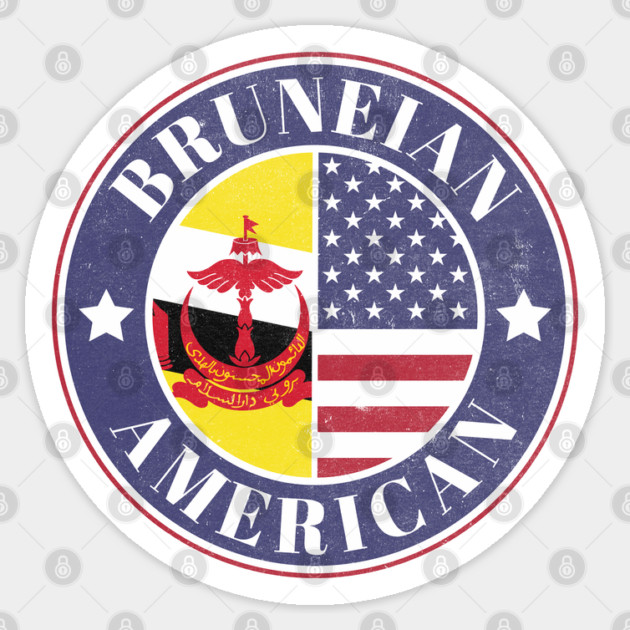 Proud Bruneian-American Badge - Brunei Flag Sticker by Yesteeyear