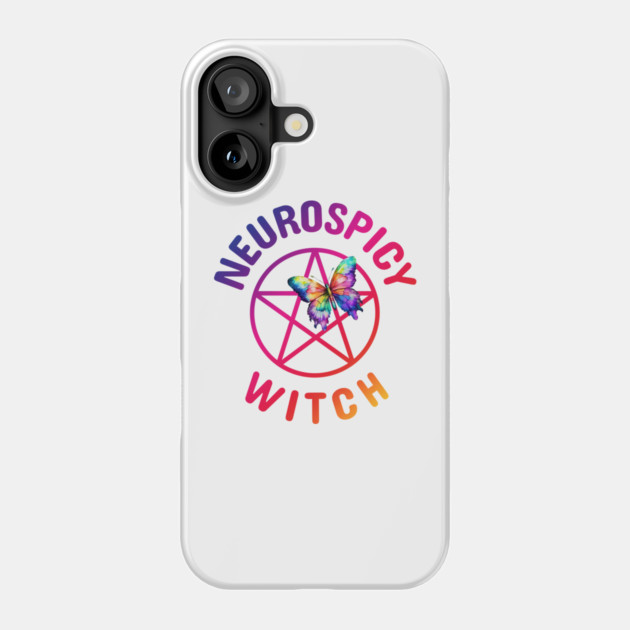 Neurospicy Witch with Rainbow Butterfly Cheeky Witch® Phone Case by Cheeky Witch