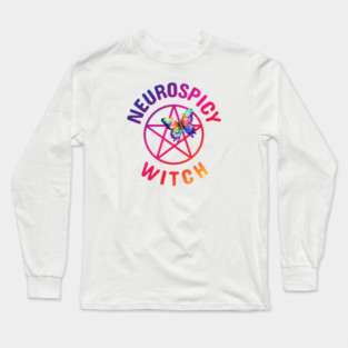 Neurospicy Witch with Rainbow Butterfly Cheeky Witch® Long Sleeve T-Shirt