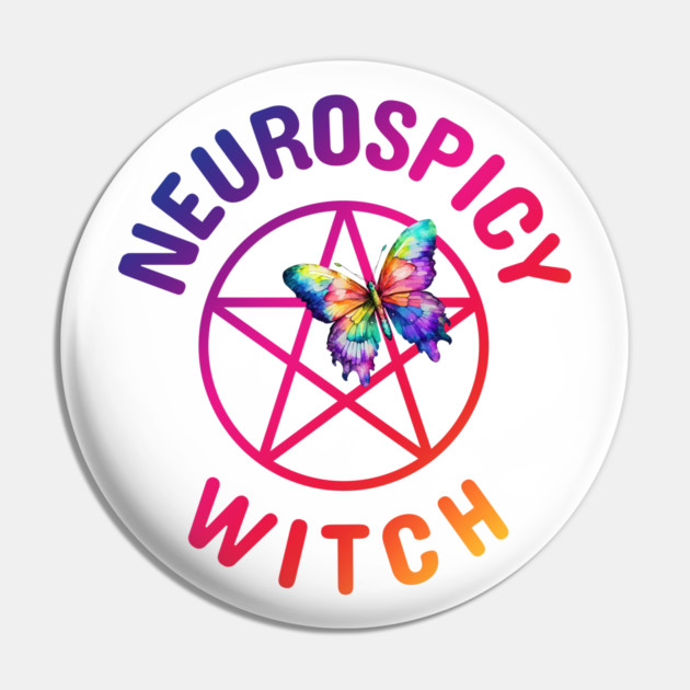 Neurospicy Witch with Rainbow Butterfly Cheeky Witch® Pin by Cheeky Witch