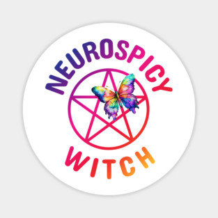 Neurospicy Witch with Rainbow Butterfly Cheeky Witch® Magnet