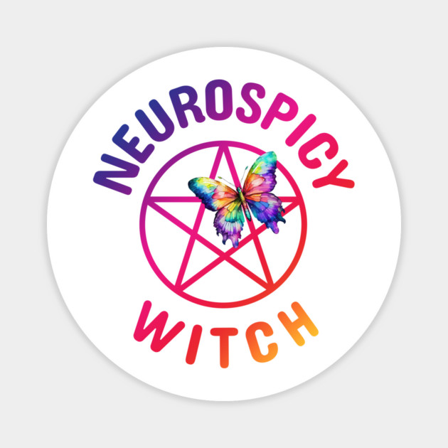 Neurospicy Witch with Rainbow Butterfly Cheeky Witch® Magnet by Cheeky Witch