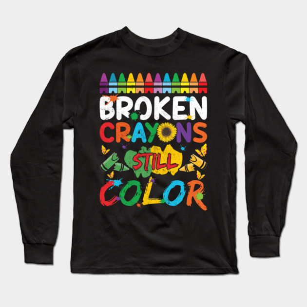 Broken Crayons Still Color Long Sleeve T-Shirt by Litehouse Tees