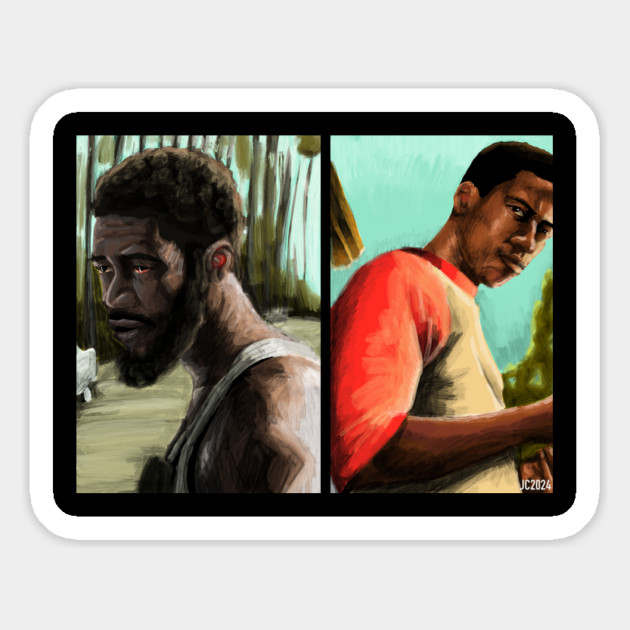 Snowfall "Beginning/End" Franklin Saint portrait (digital) Magnet by StagArtStudios