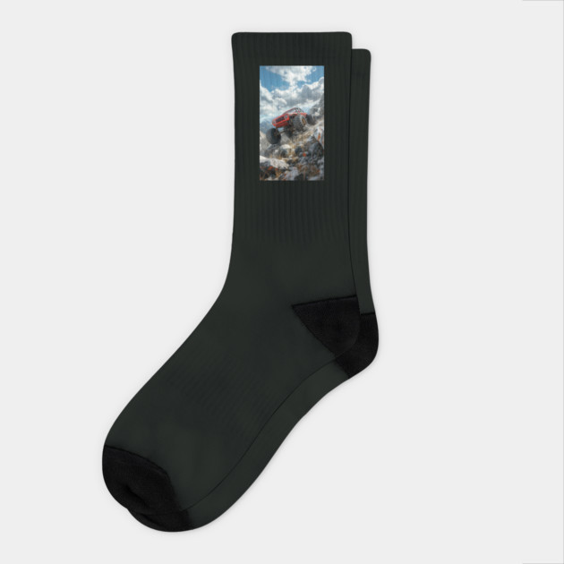 Monster Truck Powering over the Hill Socks by Vinokurio