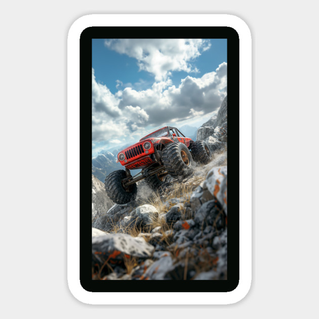 Monster Truck Powering over the Hill Sticker by Vinokurio