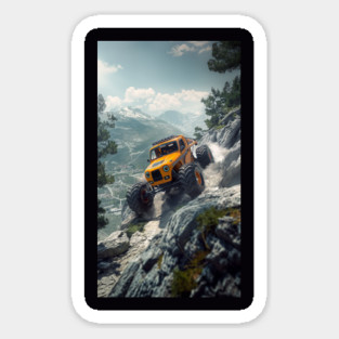 Monster Truck Driving over Mountains Magnet