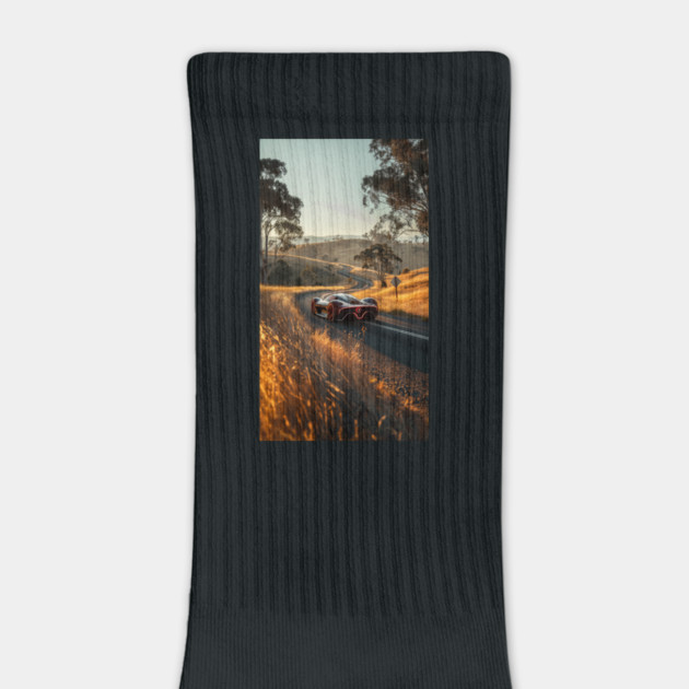 Futuristic Muscle car Driving on Country Road by Vinokurio