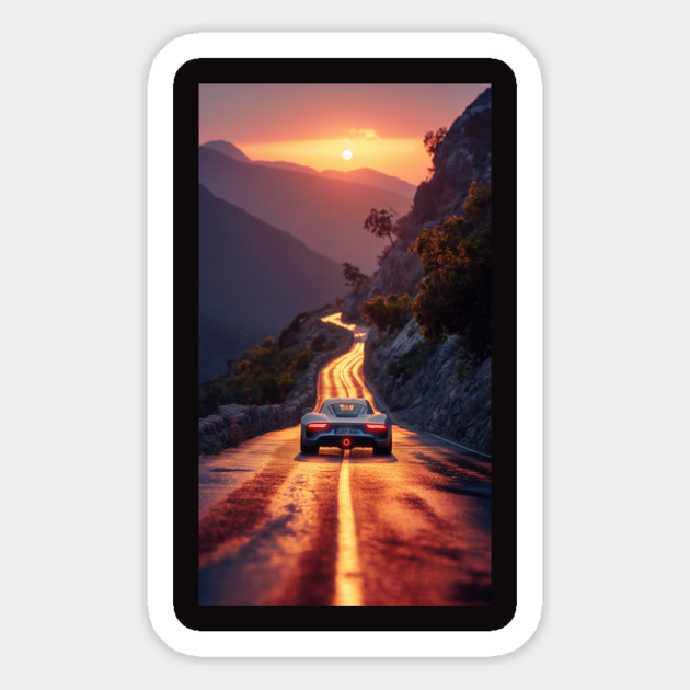 Muscle car in the Mountains Magnet by Vinokurio