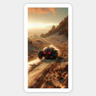 Futuristic Landscape with SUV Sticker