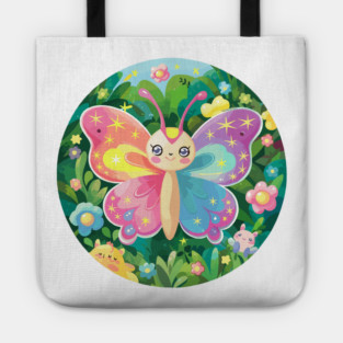 Cute baby butterfly in colorful Tote