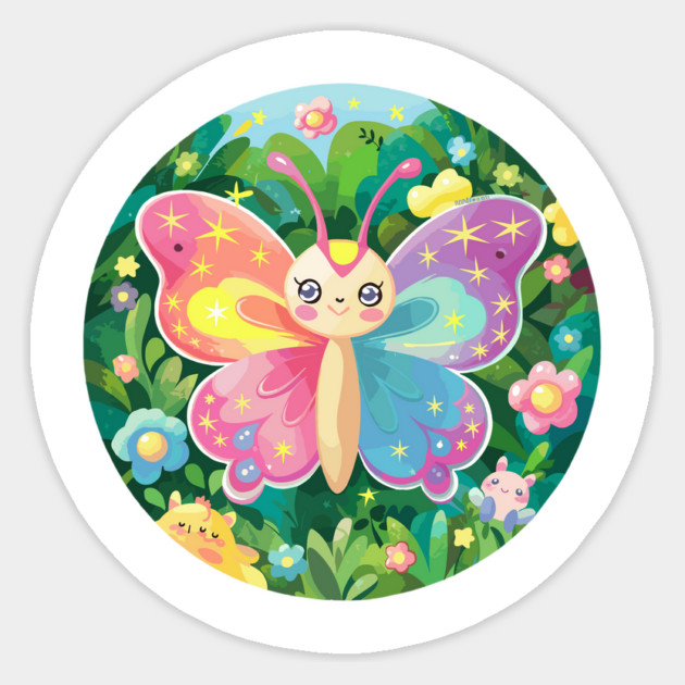 Cute baby butterfly in colorful Sticker by Vinokurio