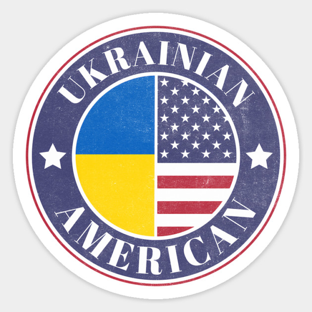 Proud Ukrainian-American Badge - Ukraine Flag Magnet by Yesteeyear