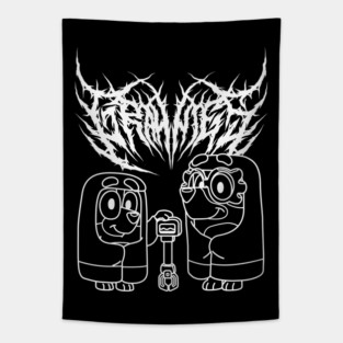 Grannies Janet & Rita Black Death Metal Bluey Tapestry