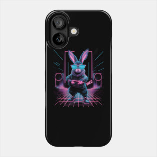 Neon DJ Rabbit – Retro Cyberpunk Bunny Artwork Gift Phone Case