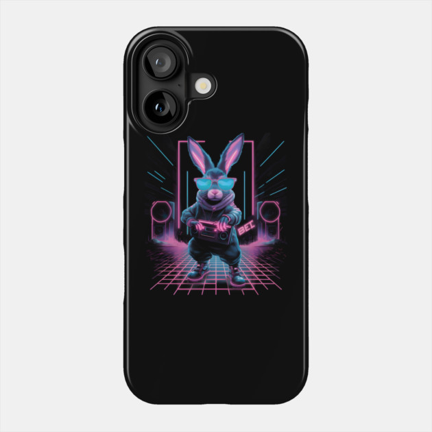 Neon DJ Rabbit – Retro Cyberpunk Bunny Artwork Gift Phone Case by MakerMind8.2