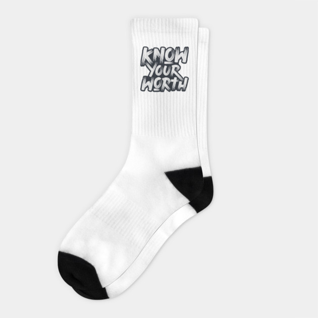 Know Your Worth typography Socks by Urbanprint