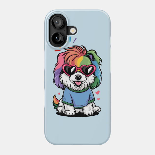 Cute Rainbow Dog Phone Case by The WYLD Tribe