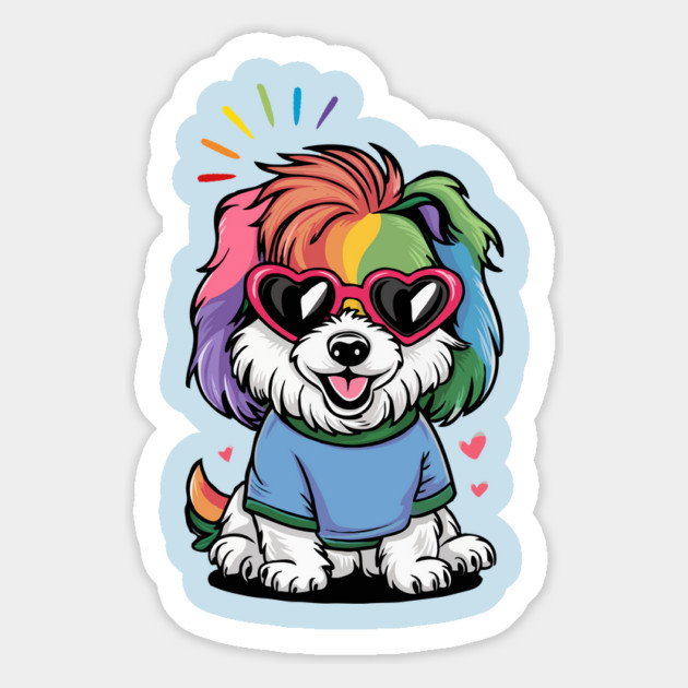 Cute Rainbow Dog Magnet by The WYLD Tribe