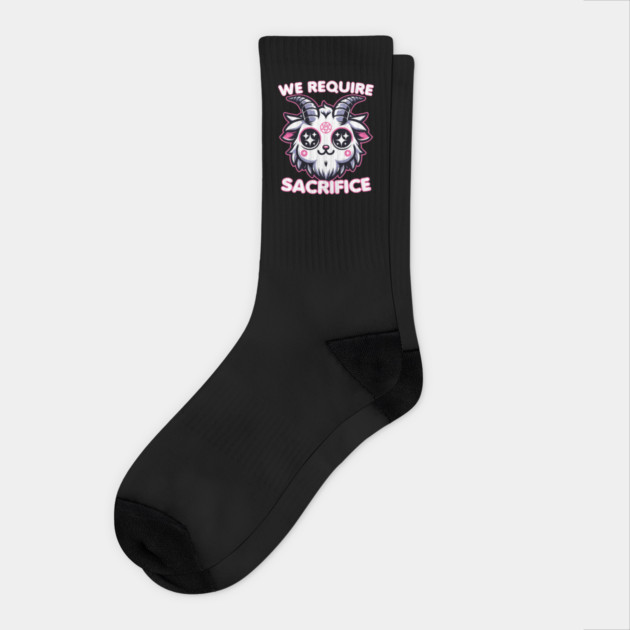 Cute Kawaii Style Baphomet We Require Sacrifice Baphomet Socks by belownormal