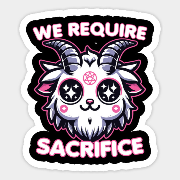 Cute Kawaii Style Baphomet We Require Sacrifice Baphomet Magnet by belownormal