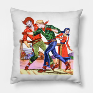 REVISTANGO #382 - Broncho Bill: One Punch Before the Gun Justice Strikes Fast in a Showdown of Fury and Fire, Western, Vintage Art Retro Style Comic Pulp Pillow
