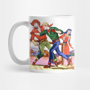 REVISTANGO #382 - Broncho Bill: One Punch Before the Gun Justice Strikes Fast in a Showdown of Fury and Fire, Western, Vintage Art Retro Style Comic Pulp Mug