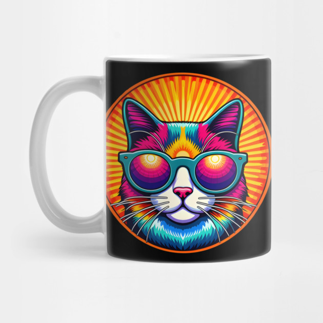 Cool Neon Cat with Sunglasses – Funny Animal Artwork Gift by MakerMind8.2