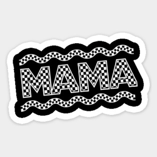 Mama Checkered Black And White Magnet