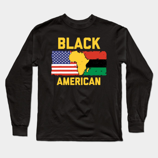 Black American Long Sleeve T-Shirt by UrbanLifeApparel