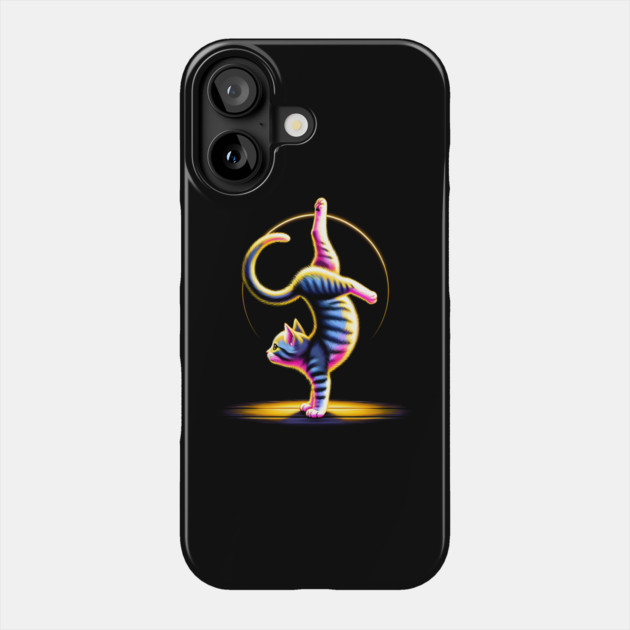 Neon Breakdancing Cat – Funny Animal Artwork Gift Graphic Phone Case by MakerMind8.2