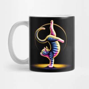 Neon Breakdancing Cat – Funny Animal Artwork Gift Graphic Mug