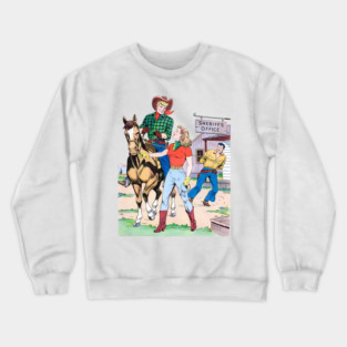 REVISTANGO #384 - Sheriff’s Office Showdown How Broncho Bill and the Blonde Brought in the Bad Man, Western, Vintage Art Retro Style Comic Pulp Crewneck Sweatshirt