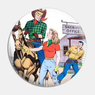 REVISTANGO #384 - Sheriff’s Office Showdown How Broncho Bill and the Blonde Brought in the Bad Man, Western, Vintage Art Retro Style Comic Pulp Pin