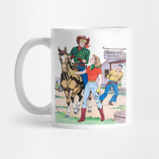 REVISTANGO #384 - Sheriff’s Office Showdown How Broncho Bill and the Blonde Brought in the Bad Man, Western, Vintage Art Retro Style Comic Pulp Mug