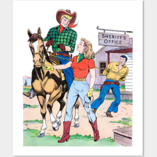 REVISTANGO #384 - Sheriff’s Office Showdown How Broncho Bill and the Blonde Brought in the Bad Man, Western, Vintage Art Retro Style Comic Pulp Posters and Art