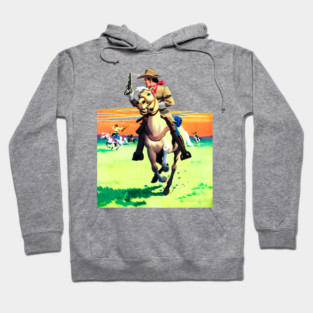 REVISTANGO #398 - Charge at Sunset: The Cowboy’s Last Ride Through the Fire Plains The Lone Rider, His Blazing Gun, and the Dust-Torn Horizon of the Western Frontier, Vintage Art Retro Style Comic Pulp Hoodie