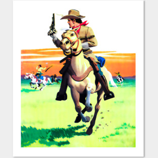 REVISTANGO #398 - Charge at Sunset: The Cowboy’s Last Ride Through the Fire Plains The Lone Rider, His Blazing Gun, and the Dust-Torn Horizon of the Western Frontier, Vintage Art Retro Style Comic Pulp Posters and Art