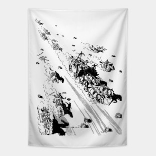 REVISTANGO #401 - Stagecoach Under Fire: The Great Western Pursuit Drawn in Bold Ink Lines A Wild Ride Through Dust, Gunfire, and Frontier Fury, Vintage Art Retro Style Comic Pulp Tapestry