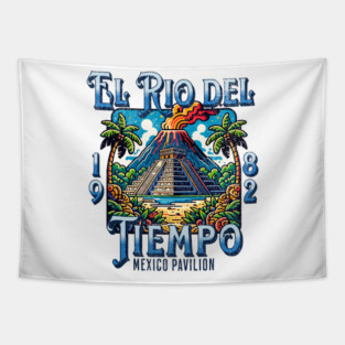 El Rio Del Tiempo 1982 Mexico Pavilion River Boat Ride Distressed Look Tapestry
