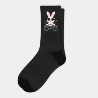 Cool Bunny with Boombox – Funny Retro Animal Graphic Socks